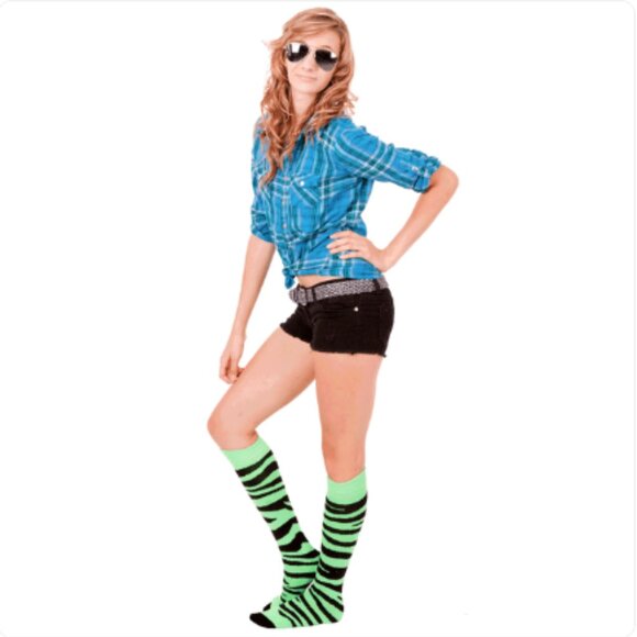 chrissy's socks / Green Zebra Print knee-highs Socks - Women's 7-11 - NEW - Picture 7 of 7